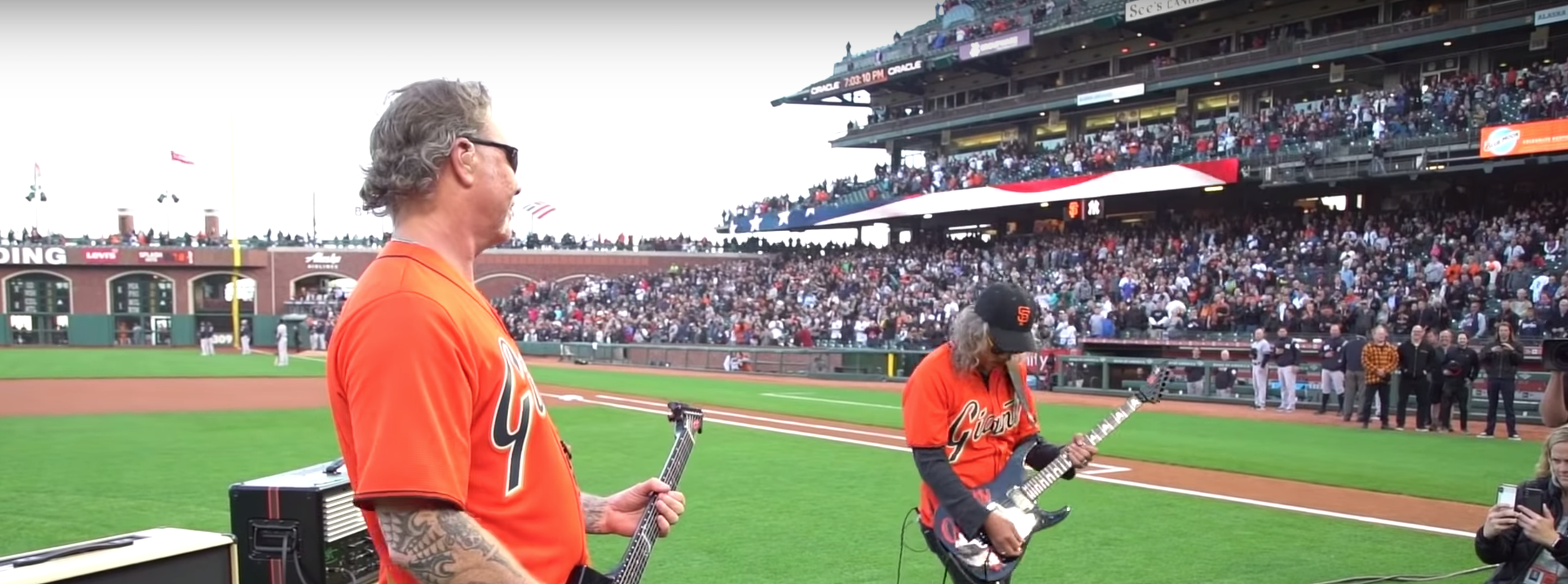 Metallica Throws First Pitch and Plays National Anthem at San Fransisco Giants Game