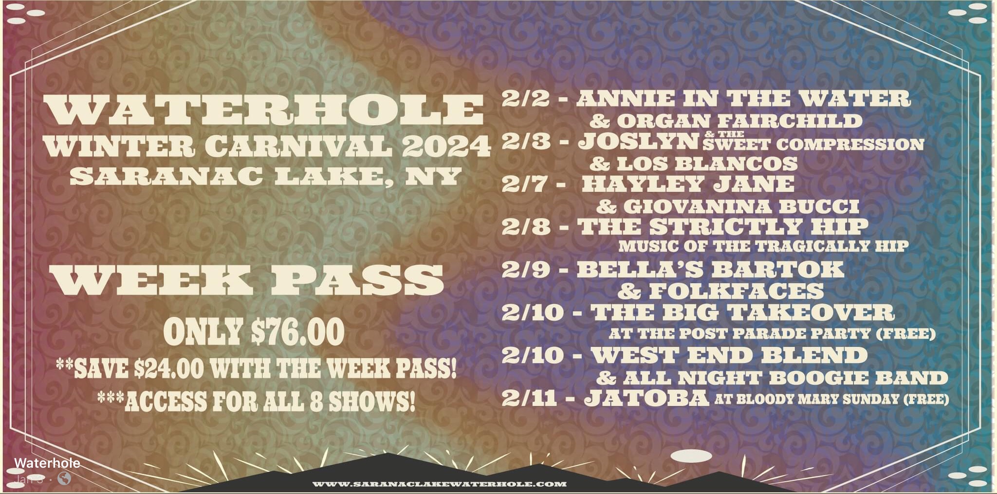 Waterhole Shares 2024 Winter Carnival Live Music Lineup